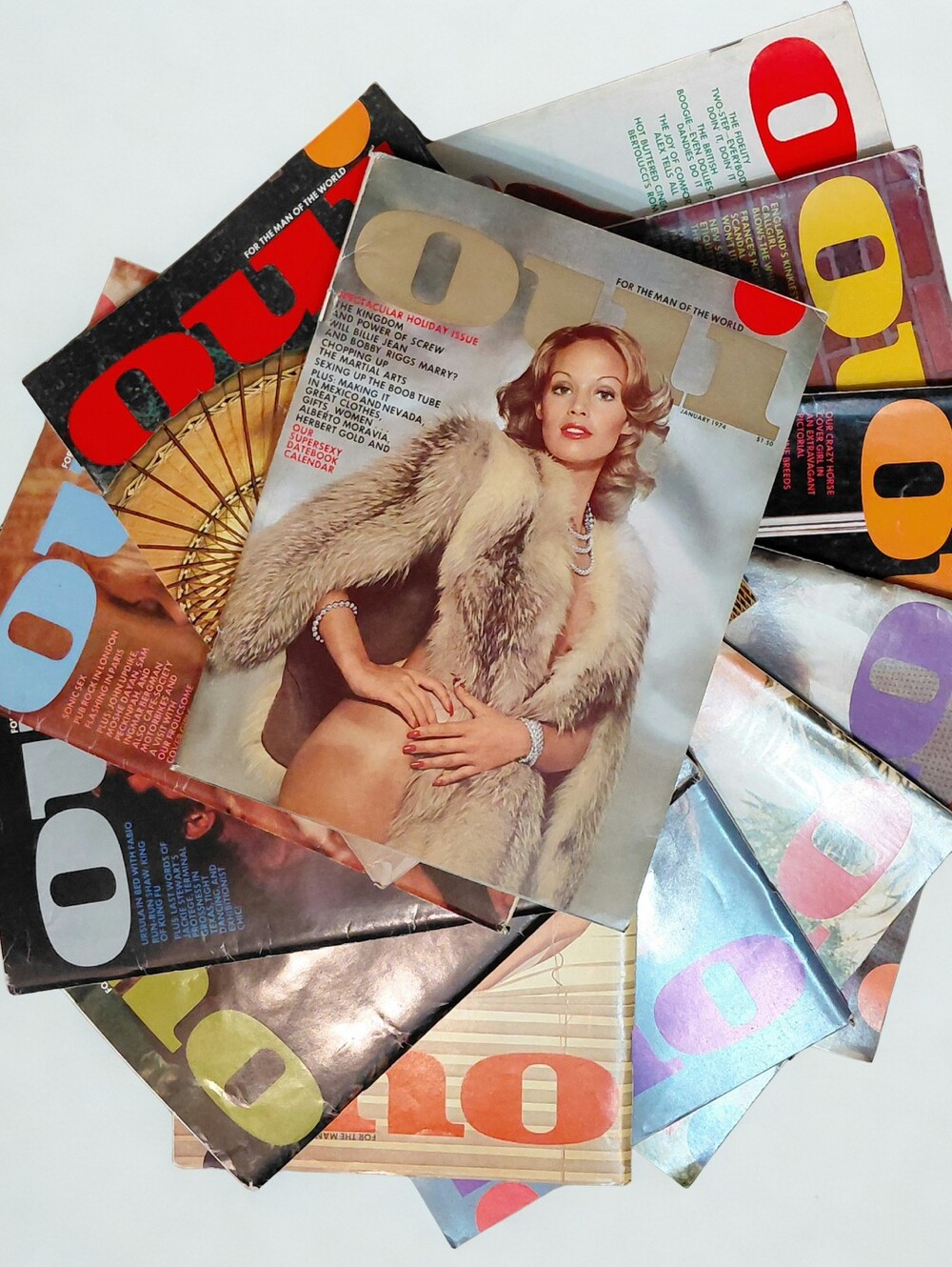 Vintage 1974 OUI Magazine FULL YEAR Lot (12 Issues) Playboy Era